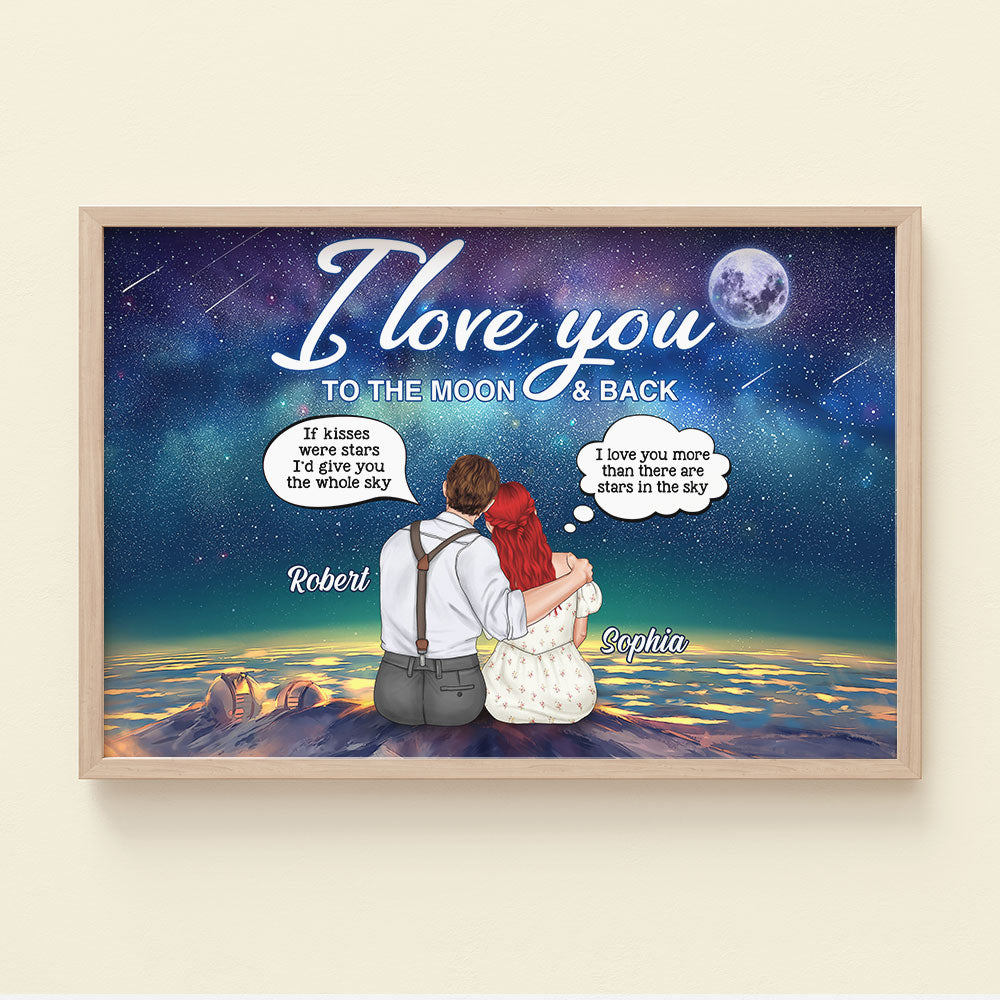 I Love You To The Moon & Back Personalized Couple Canvas Print, Gift For Couple - Poster & Canvas - GoDuckee