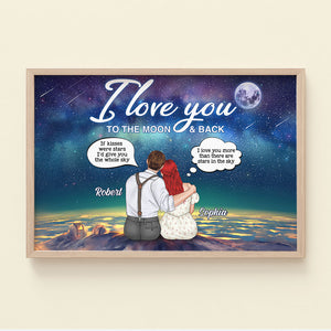 I Love You To The Moon & Back Personalized Couple Canvas Print, Gift For Couple - Poster & Canvas - GoDuckee