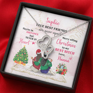 Friends True Best Friends Never Apart- Personalized Double Heart Necklace - Gift for Friend - Jewelry - GoDuckee