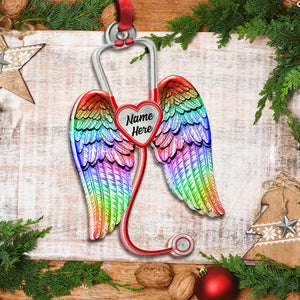 Nurse Angel Wings - Personalized Christmas Ornament - Ornament - GoDuckee