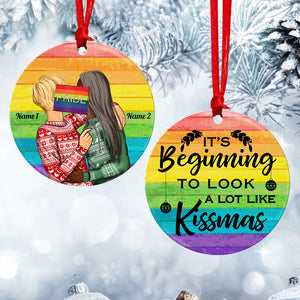 It's Beginning To Look A Lot Like Kiss-mas - Personalized LGBT Ornament - Gift for Couple - Ornament - GoDuckee