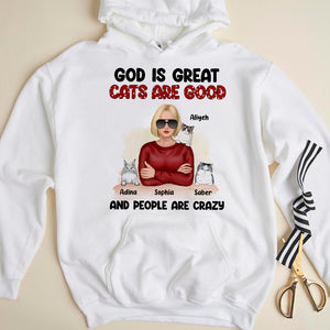 God Is Great Cats Are Good Personalized Shirt, Gift For Cat Lover - Shirts - GoDuckee