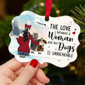 Dog Love Between A Woman and Dogs - Personalized Ornament - Gift for Dog Lovers - Ornament - GoDuckee