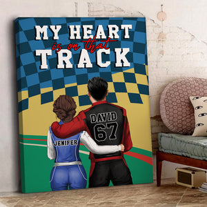 Personalized Racing Couple Poster - My Heart Is On That Track - Couple Shoulder to Shoulder - Poster & Canvas - GoDuckee