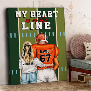 American Football My Heart Is On The Line - Personalized Wall Art - Gift for Him - Couple Shoulder to Shoulder - Poster & Canvas - GoDuckee