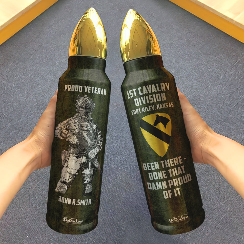 Veteran Bullet Tumbler - Custom Military Unit - Been There Done That, Soldier Holding Gun - Water Bottles - GoDuckee