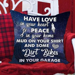 Motocross Couple Have Love In Your Heart - Personalized Pillow - Gift for Motocross Riders - Couple Shoulder to Shoulder - Pillow - GoDuckee
