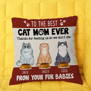 To The Best Cat Mom Ever, Personalized Square Pillow, Mother's Day Gift, Gift For Cat Mom - Pillow - GoDuckee