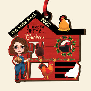 All I Want For Christmas Is Chickens Personalized Wood Ornament, Christmas Gift - Ornament - GoDuckee