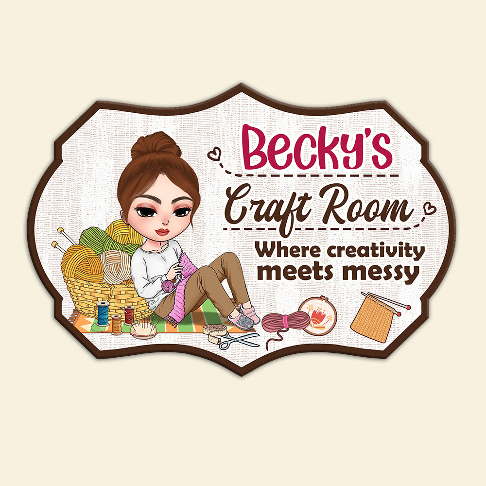 Craft Room Where Creativity Meets Messy Personalized Craft Metal Sign - Metal Wall Art - GoDuckee