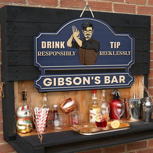 Bartender Drink Responsibly Tip Recklessly - Personalized 3D 2-Layered Wood Art - Gift for Bartenders - Wood Sign - GoDuckee