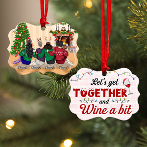 Let's Get Together, Wine A Bit - Personalized Christmas Ornament - Gift For Friends, BFF, Sisters - Ornament - GoDuckee