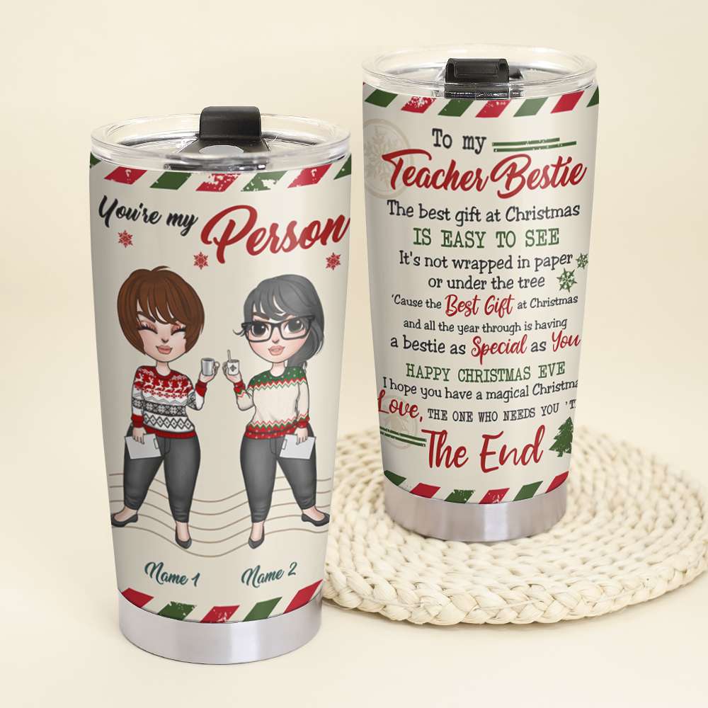 Personalized Teacher Bestie Tumbler Cup -A Bestie As Special As You - Teacher Girl Doll - Tumbler Cup - GoDuckee