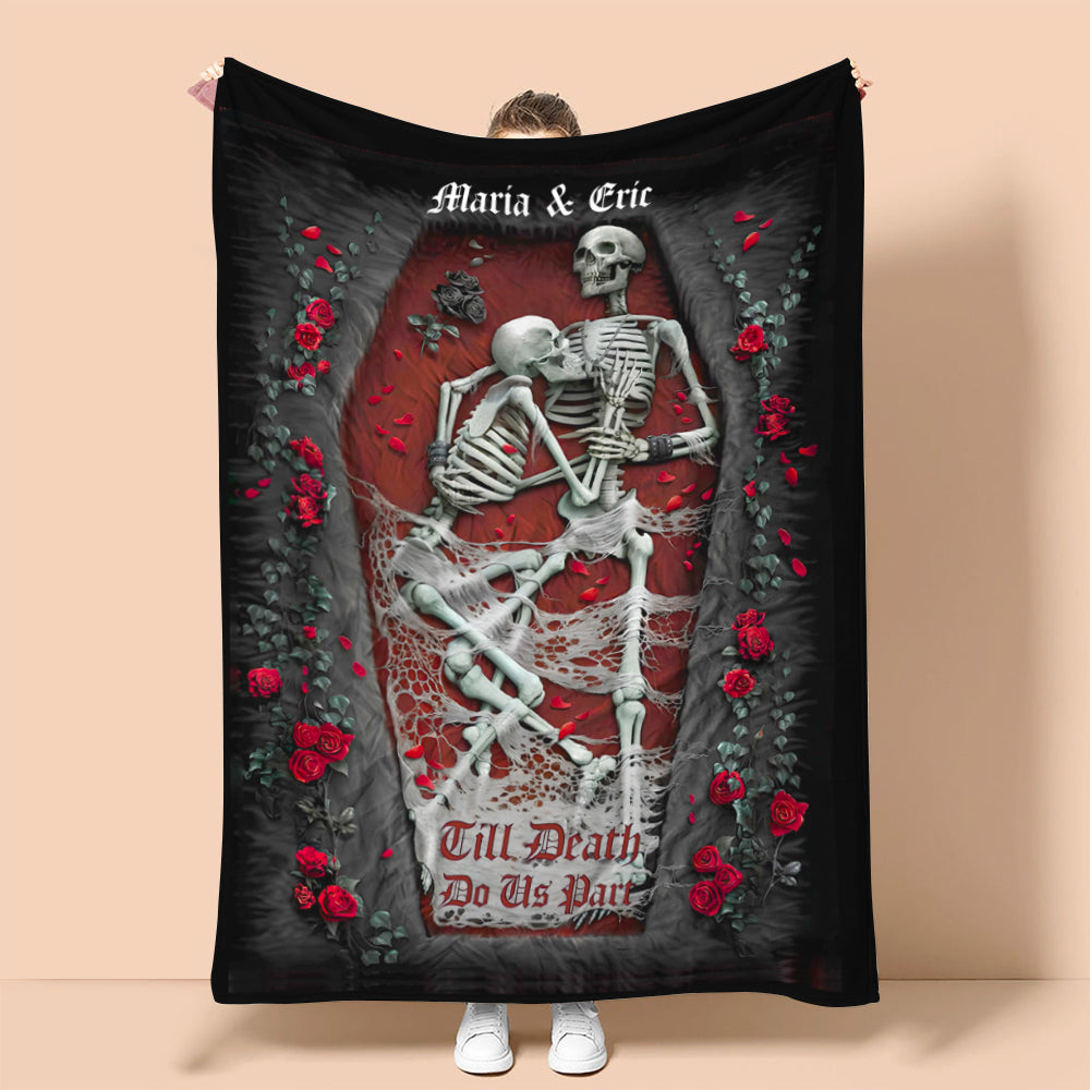 Til Death Do Us Part - Skeleton Couple Blanket, Personalized Blanket, Gift For Couple - Blanket - GoDuckee