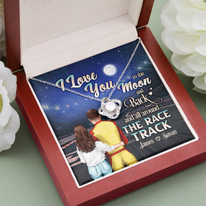 Personalized Racing Couple Love Knot Necklace - Love You To The Moon and Back Message Card - Jewelry - GoDuckee