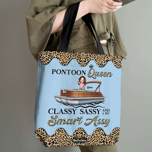 Personalized Pontoon Queen Tote Bag - Classy Sassy, A Bit Smart Assy - Leopard Pattern - Tote Bag - GoDuckee