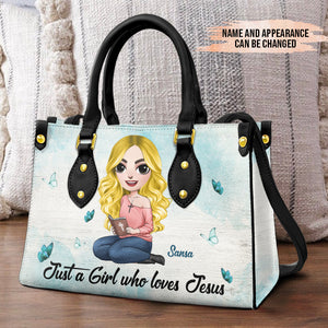 Just A Girl Who Loves Jesus, Personalized Leather Bag, Gifts for Jesus Lovers - Leather Bag - GoDuckee