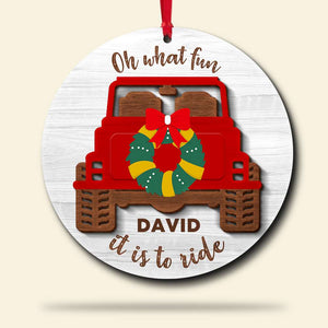 Oh What Fun It Is To Ride, Personalized Off- Road Car Wood Ornament, Christmas Gift - Ornament - GoDuckee