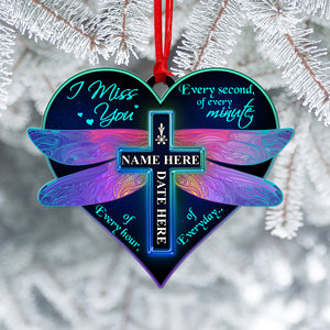 Dragonfly Cross, Miss You Every Day - Personalized Ornament - Memorial Gift - Ornament - GoDuckee