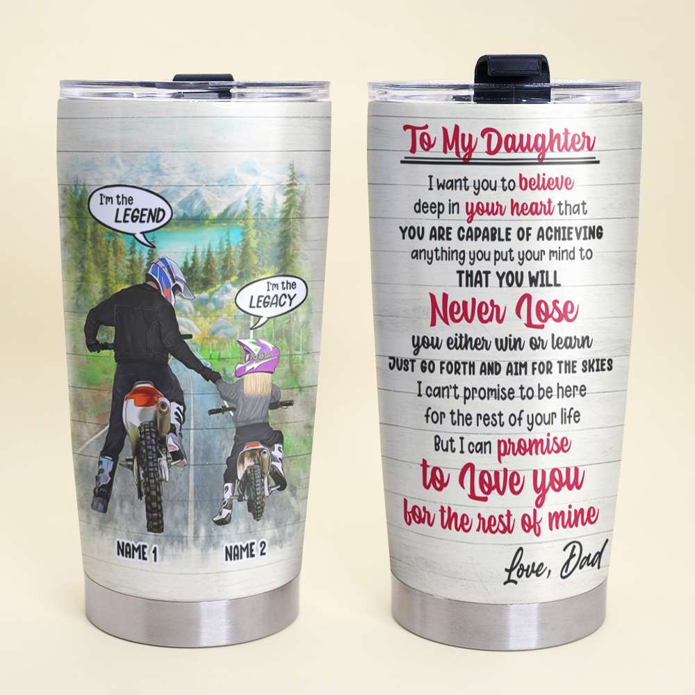 Personalized Motocross Dad and Son, Daughter Tumbler, Promise To Love You For The Rest Of Mine - Tumbler Cup - GoDuckee