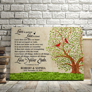 Love Is Patient Love Is Kind Personalized Couple Canvas Print, Gift For Couple - Poster & Canvas - GoDuckee