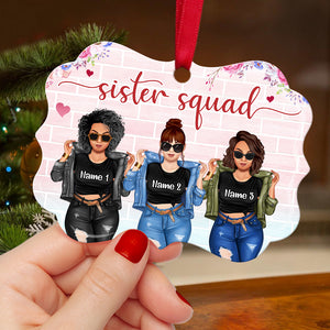 Friends Sister Squad Pink Background - Personalized Ornament - Gift for Besties - Front Denim Girls - Ornament - GoDuckee