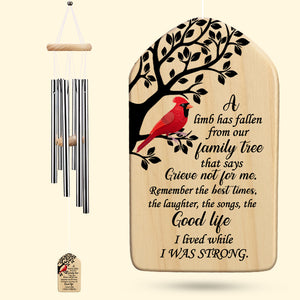 Personalized Cardinal Wind Chimes, A Limb Has Fallen From Family Tree, Memorial Gift for Loss Of Loved One - Wind Chimes - GoDuckee