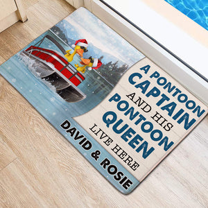Personalized Duck Welcome Doormat Gifts for Couple - Pontoon Captain and His Pontoon Queen - Doormat - GoDuckee