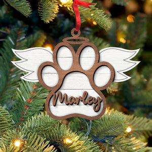 Personalized Puppy Paw Wood Ornament, Christmas Tree Decoration - Ornament - GoDuckee