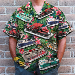 Pontoon Hawaiian Shirt, Gift For Pontoon Lovers, Tropical Pattern - Hawaiian Shirts - GoDuckee