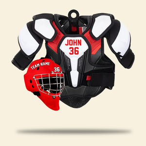 Hockey Helmet and Shoulder Pads - Personalized Christmas Ornament - Gift for Hockey Players - Ornament - GoDuckee