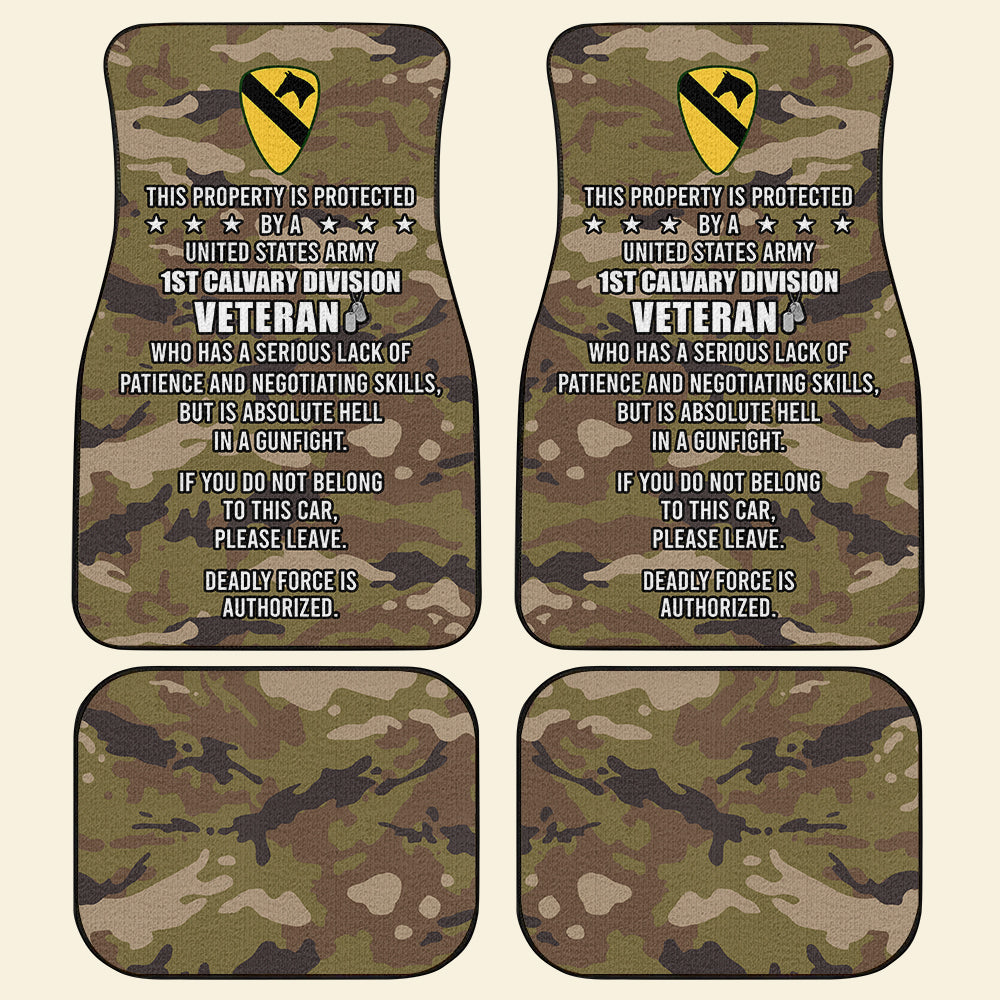 Personalized Veteran Car Mats, This Property Is Protected By A Veteran Lack of Patience, Custom Military Unit - Doormat - GoDuckee