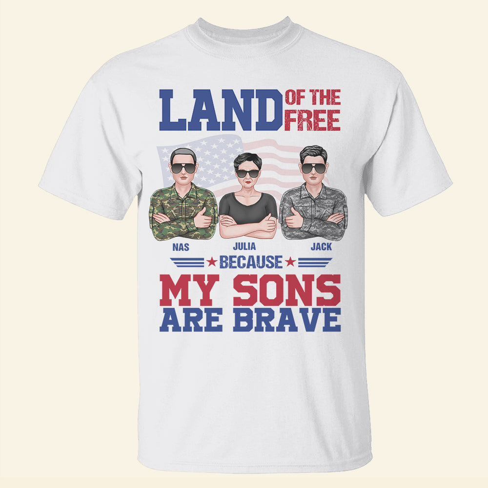 Land Of The Free Because My Sons Are Brave Personalized Veteran Family Shirts, Gift For Independence Day - Shirts - GoDuckee