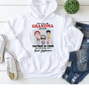 Partners In Crime Make Me Sound Like A Bad Influence, Personalized Shirt, Gift For Grandma, Mother's Day Gift, Grandma With Her Grandkids - Shirts - GoDuckee