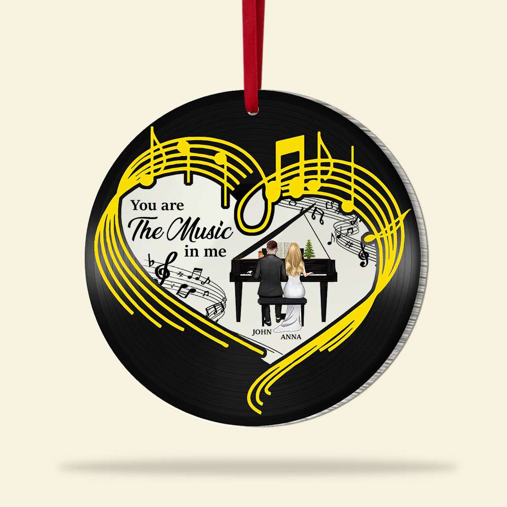 You Are The Music In Me, Piano Couple Acrylic Custom Shape Ornament Christmas - Ornament - GoDuckee
