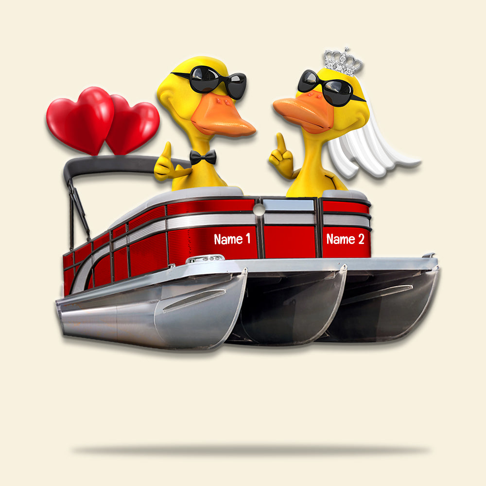 Pontoon Couple - Personalized Keychain - Valentine/Anniversary Gift for Him/Her - Ornament - GoDuckee