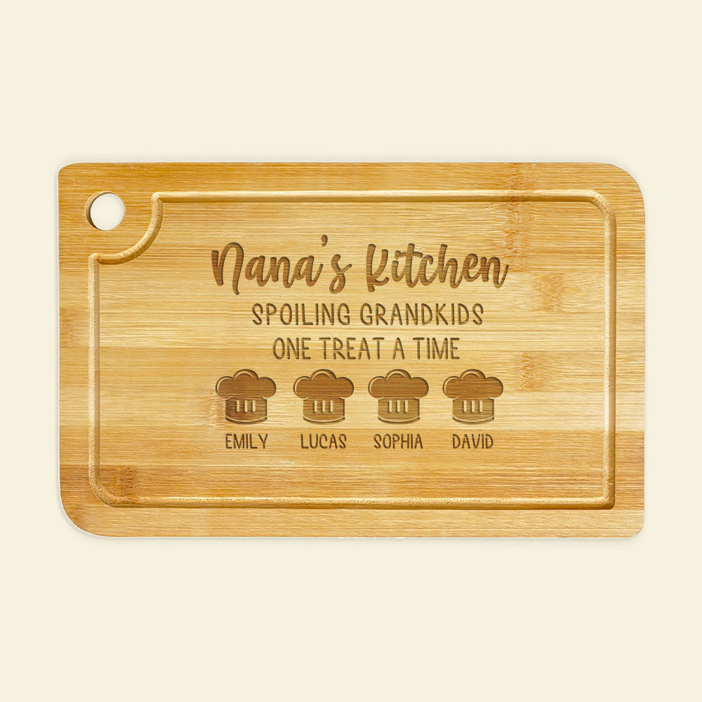 Spoiling Grandkids One Treat A Time, Personalized Cutting Board, Gift For Grandma, Mother's Day Gift - Home Decor - GoDuckee