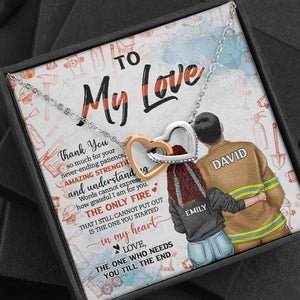 Firefighter To My Love - Personalized Interlocking Hearts Necklace - Jewelry - GoDuckee