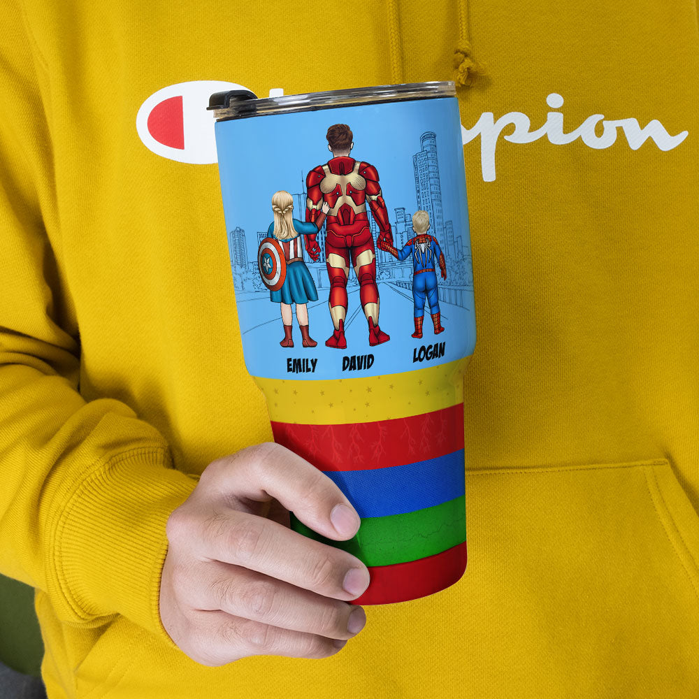 Dad Every hero Needs Sidekicks, Personalized 30oz Tumbler Cup - Drinkware - GoDuckee