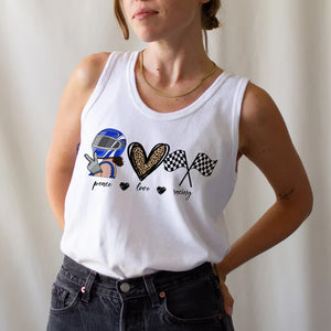 Peace Love Racing, Personalized Shirt for Racing Girls - Shirts - GoDuckee
