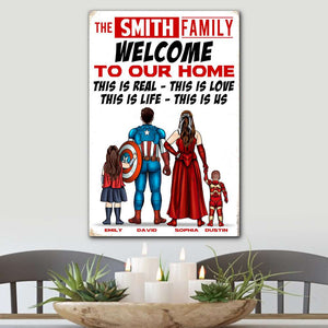 Family, Welcome To Our Home, Personalized Metal Sign, Family Home Decor - Metal Wall Art - GoDuckee