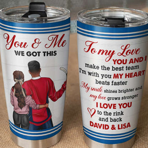 Personalized Hockey Couple Tumbler Cup - I Love You To The Rink and Back - Gift for Him/Her - Couple Shoulder to Shoulder - Tumbler Cup - GoDuckee