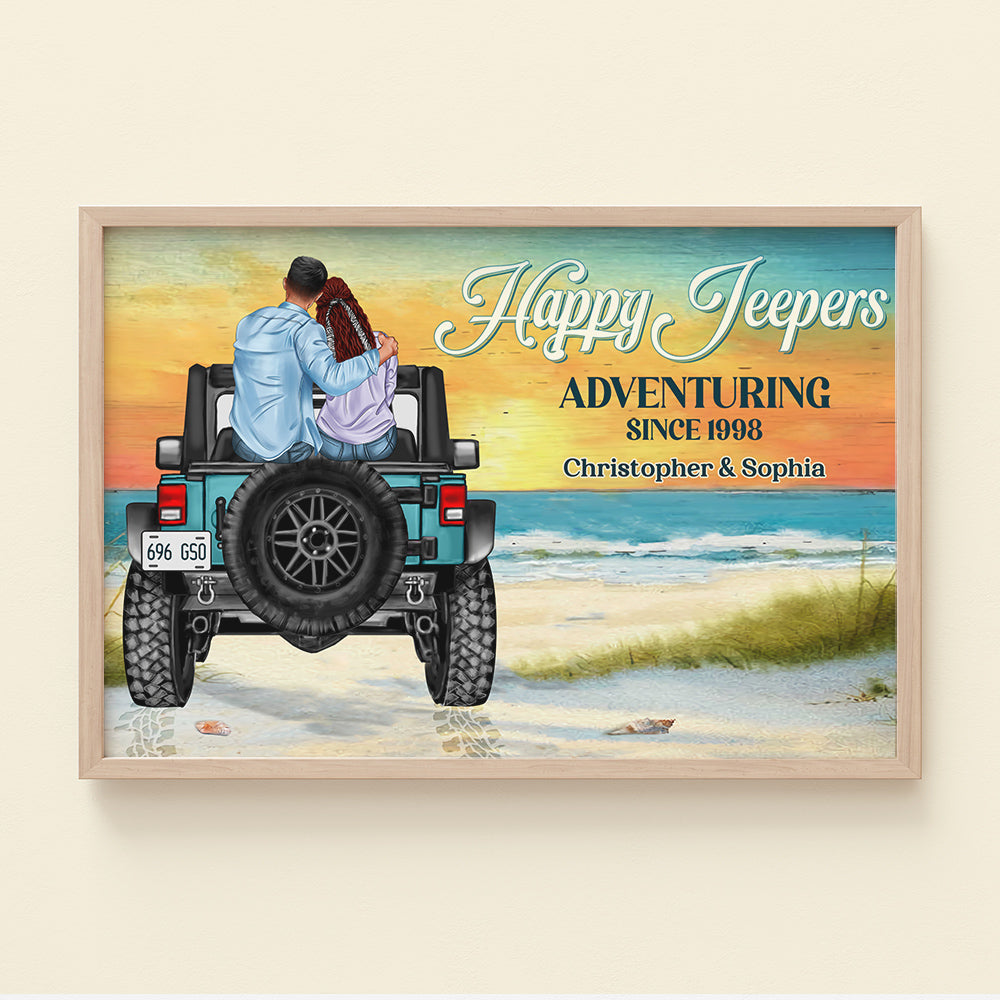 Happy Adventuring Personalized Car Canvas Printed, Gift For Couple - Poster & Canvas - GoDuckee