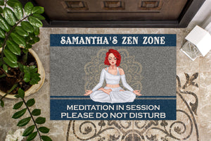 Meditation In Session Please Do Not Disturb Personalized Yoga Door Mat Gift For Her - Doormat - GoDuckee