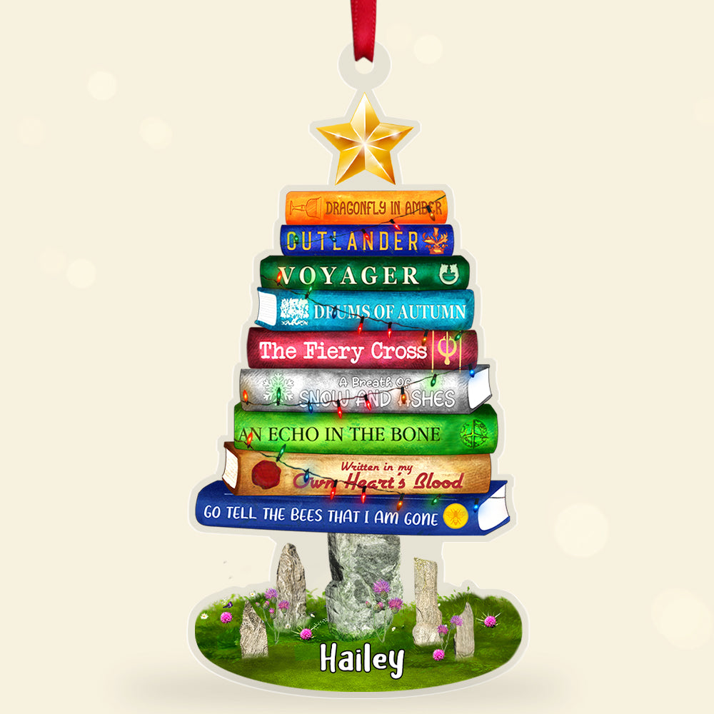 Stack Of Books, Personalized Book Ornament, Gift For Book Lovers - Ornament - GoDuckee