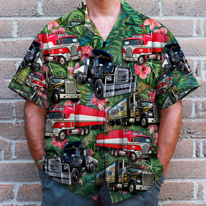 Trucker Hawaiian Shirt, Gift For Trucker Lovers, Tropical Pattern - Hawaiian Shirts - GoDuckee
