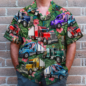 Custom Trucker Hawaiian Shirt, Gift For Trucker Lovers, Tropical Pattern F - Hawaiian Shirts - GoDuckee