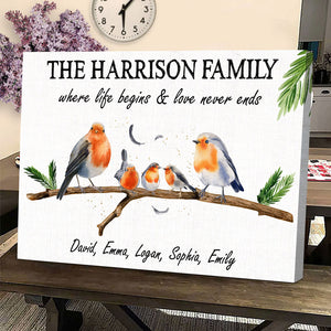 Where Life Begins & Love Never Ends Personalized Bird Family Canvas Print, Gift For Family - Poster & Canvas - GoDuckee