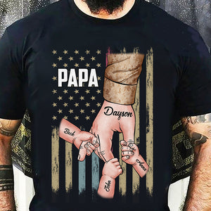 Military Dad Kids Holding Hand, Personalized Shirts, Father's Day Gifts for Military Dads - Shirts - GoDuckee