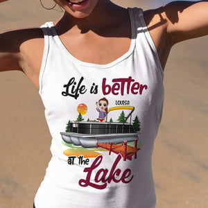 Life Is Better At The Lake Personalized Pontoon Shirts, Gift For Friends - Shirts - GoDuckee